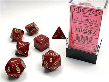 Vortex® Polyhedral Burgundy/gold 7-Die Set - Saltire Games