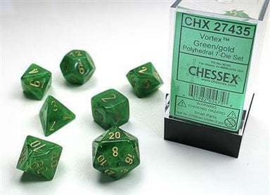 Vortex® Polyhedral Green/gold 7-Die Set - Saltire Games