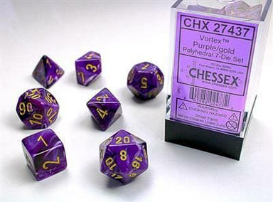 Vortex® Polyhedral Purple/gold 7-Die Set - Saltire Games