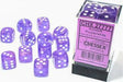 Borealis® 16mm D6 Purple/white Luminary™ Dice Block™ (12 dice) - Saltire Games