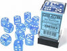 Borealis® 16mm D6 Sky Blue/white Luminary™ Dice Block™ (12 dice) - Saltire Games
