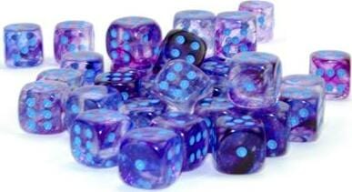 Nebula® 12mm D6 Nocturnal™/blue Luminary™ Dice Block™ (36 dice) - Saltire Games