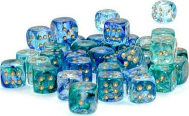 Nebula® 12mm D6 Oceanic™/gold Luminary™ Dice Block™ (36 dice) - Saltire Games