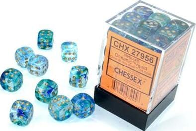 Nebula® 12mm D6 Oceanic™/gold Luminary™ Dice Block™ (36 dice) - Saltire Games