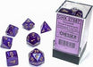 Borealis Royal Purple/gold Luminary Polyhedral 7-Die Set - Saltire Games