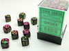 Gemini® 12mm D6 Green-Purple/gold Dice Block™ (36 dice) - Saltire Games