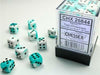 Gemini® 12mm D6 Teal-White/black Dice Block™ (36 dice) - Saltire Games