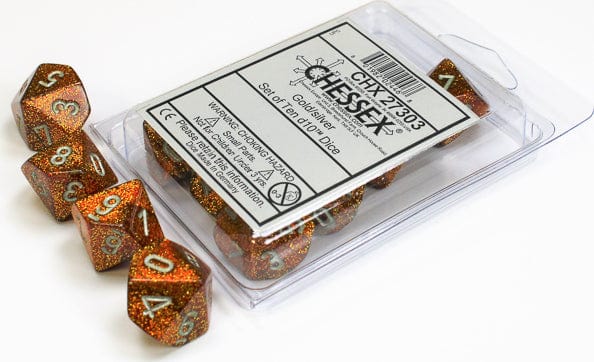 Glitter Gold Silver d10 set - Saltire Games