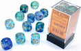 Nebula® 16mm D6 Oceanic™/gold Luminary™ Dice Block™ (12 dice) - Saltire Games