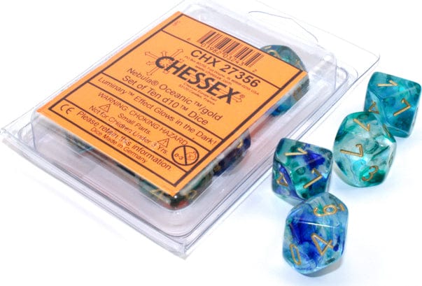 Oceanic/Gold Luminard D10 Set - Saltire Games