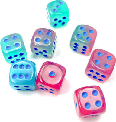 Gemini® 12mm D6 Gel Green-Pink/blue Luminary™ Dice Block™ (36 dice) - Saltire Games