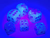Gemini® 12mm D6 Pearl Turquoise-White/blue Luminary™ Dice Block™ (36 dice) - Saltire Games