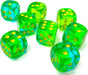 Gemini® 12mm D6 Translucent Green-Teal/yellow Dice Block™ (36 dice) - Saltire Games