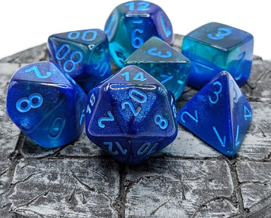 Gemini Blue-Blue/light blue Luminary Polyhedral 7-Die Set - Saltire Games