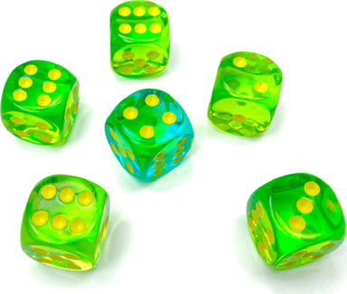 Gemini Translucent Green-Teal/yellow Polyhedral 7-Die Set - Saltire Games