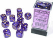 Borealis® 16mm D6 Royal Purple/gold Luminary™ Dice Block™ (12 dice) - Saltire Games