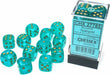 Borealis® 16mm D6 Teal/gold Luminary™ Dice Block™ (12 dice) - Saltire Games
