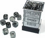 Borealis Light Smoke/silver Luminary 12mm d6 Dice Block (36 dice) - Saltire Games