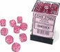 Borealis Pink/silver Luminary 12mm d6 Dice Block (36 dice) - Saltire Games