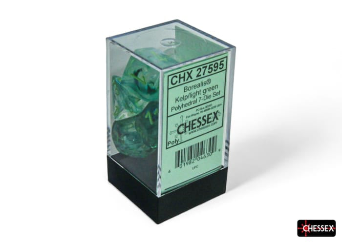 Borealis Kelp/light green Luminary Polyhedral 7-Dice Set - Saltire Games