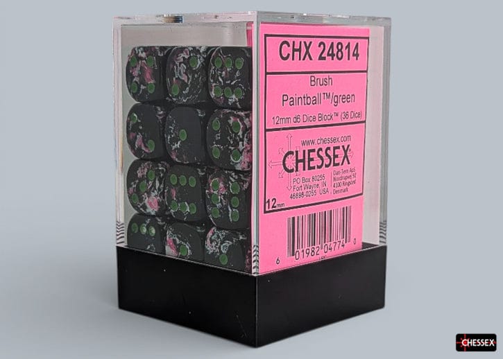 Brush Paintball/green d6 Dice Block (36 Dice) - Saltire Games