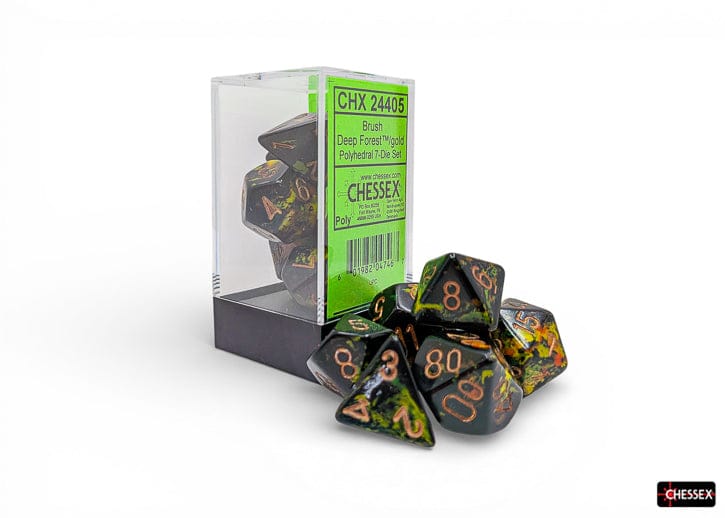 Brush Polyhedral Deep Forest/gold 7-Die Set - Saltire Games