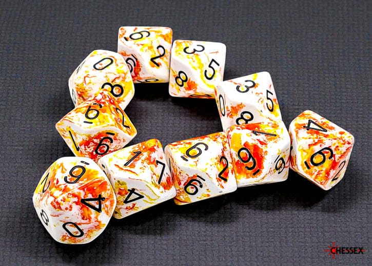 Brush Sunrise/black d10 Set - Saltire Games