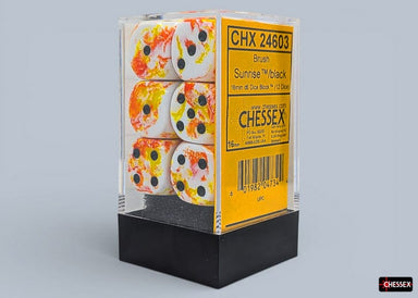 Dice - Plastic Chessex Default Brush Sunrise/black d6 Dice Block (12 Dice)