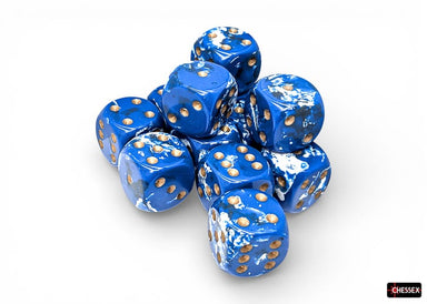 Brush Wavebreak/gold 16mm d6 Dice Block (12 dice) - Saltire Games