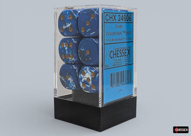 Brush Wavebreak/gold 16mm d6 Dice Block (12 dice) - Saltire Games