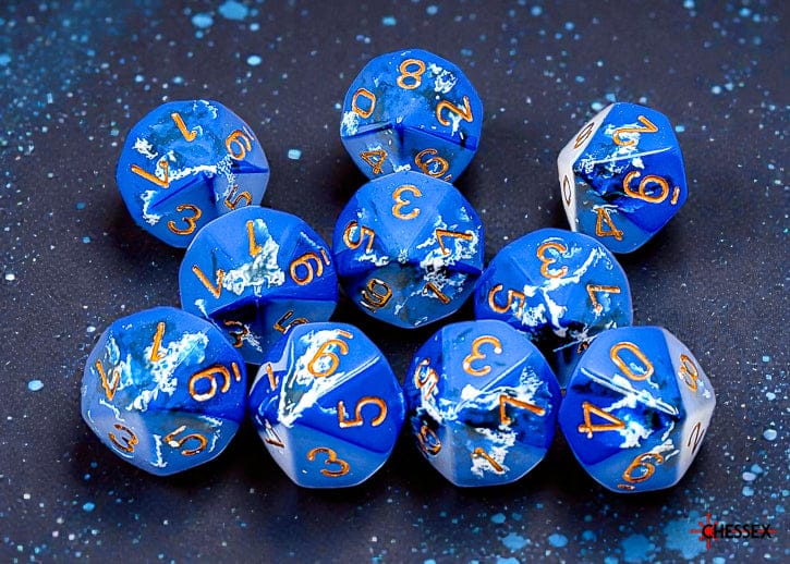 Brush Wavebreak/gold d10 Set - Saltire Games