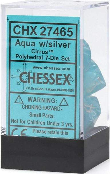 Cirrus Aqua/silver Polyhedral 7-Die Set - Saltire Games