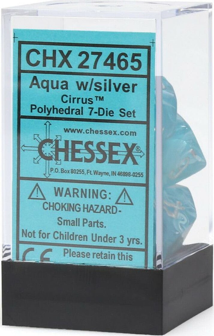 Cirrus Aqua/silver Polyhedral 7-Die Set - Saltire Games