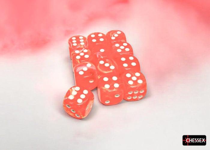 Festive Dahlia/white d6 Dice Block (12 Dice) - Saltire Games