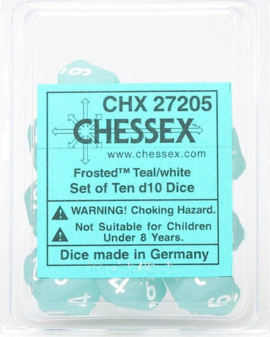 Frosted: Poly D10 Teal/White (1 - Saltire Games
