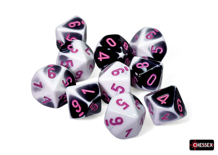 Gemini Black-White/pink d10 Set - Saltire Games