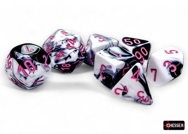 Dice - Plastic Chessex Default Gemini Black-White/pink Polyhedral 7-Die Set