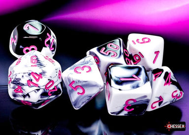 Dice - Plastic Chessex Default Gemini Black-White/pink Polyhedral 7-Die Set