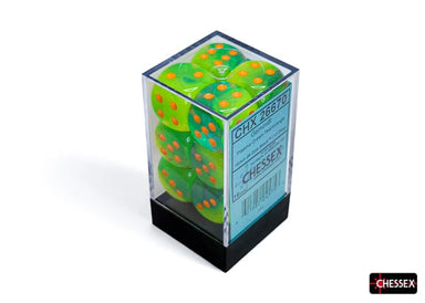 Dice - Plastic Chessex Default Gemini Plasma Green-Teal/orange Luminary d6 Dice Block (12 Dice)