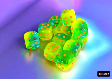 Dice - Plastic Chessex Default Gemini Plasma Green-Teal/orange Luminary d6 Dice Block (12 Dice)