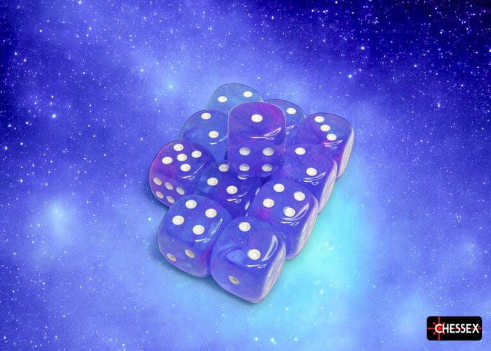 Nebula Aura/white d6 Dice Block (12 Dice) - Saltire Games