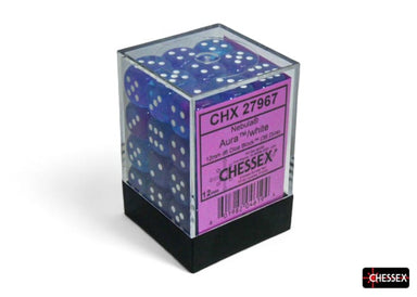 Nebula Aura/white Luminary 12mm d6 Dice Block (36 dice) - Saltire Games