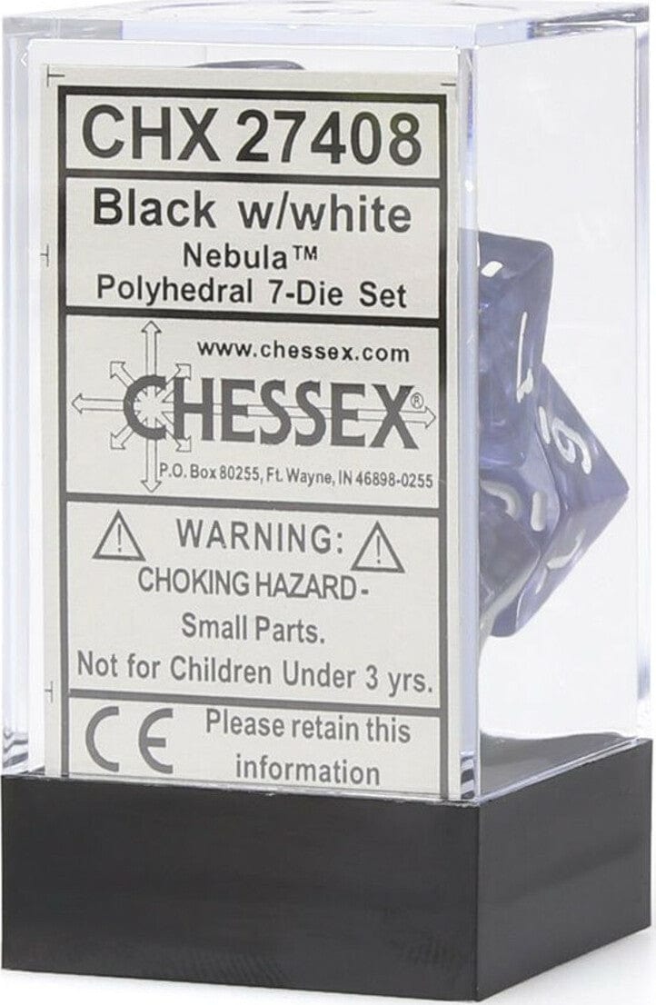 Nebula® Polyhedral Black/white 7-Die Set - Saltire Games