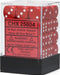 Opaque 12mm D6 Red/white Dice Block™ (36 dice) - Saltire Games