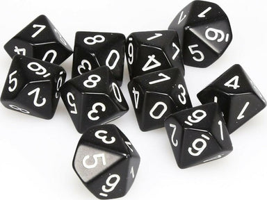 Opaque: Poly D10 Black/White (1 - Saltire Games