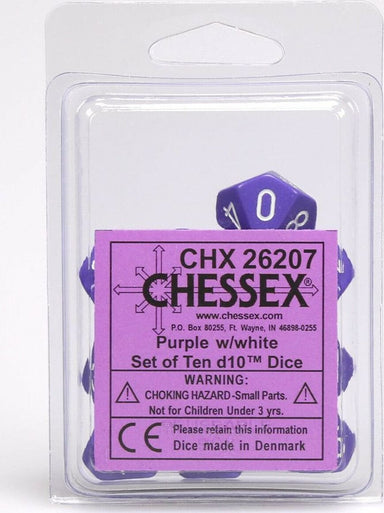 Opaque: Poly D10 Purple/White ( - Saltire Games