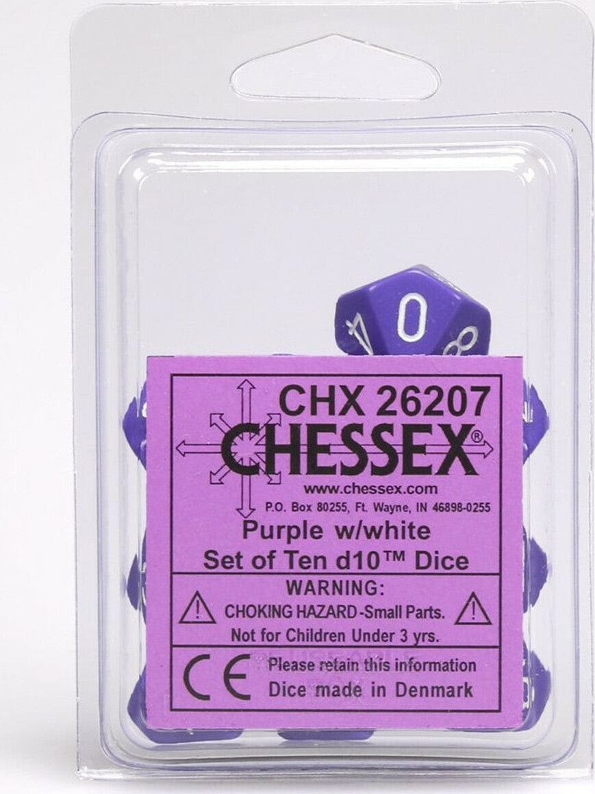 Opaque: Poly D10 Purple/White ( - Saltire Games