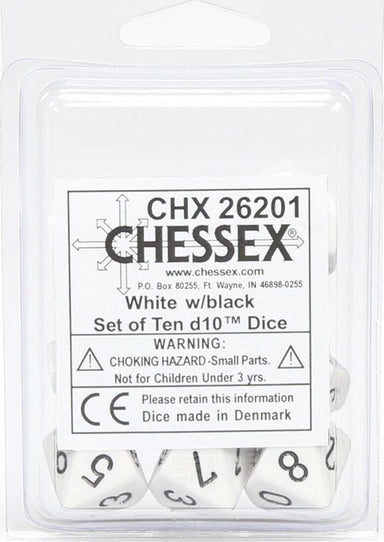 Opaque: Poly D10 White/Black (1 - Saltire Games