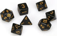 Opaque Polyhedral Black/gold 7-Die Set - Saltire Games