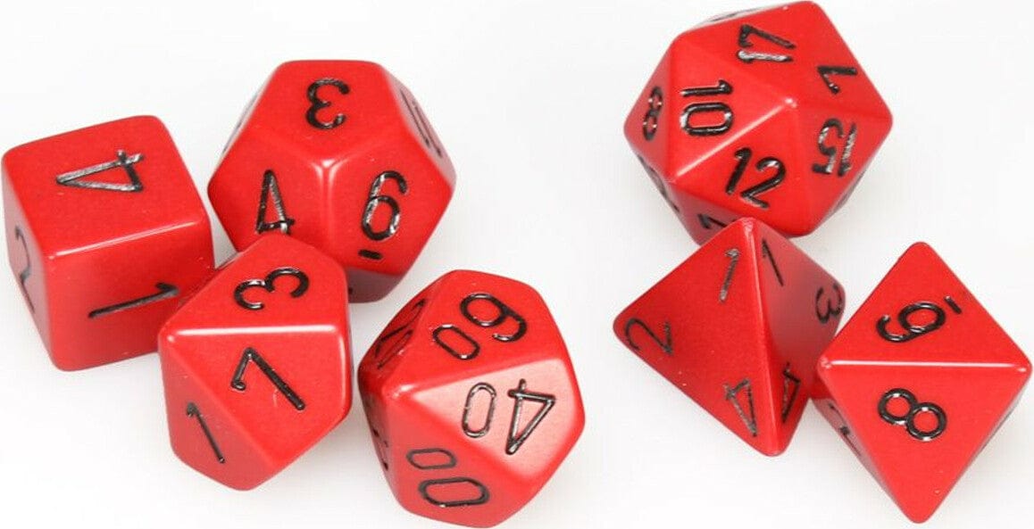 Opaque Polyhedral Red/black 7-Die Set - Saltire Games